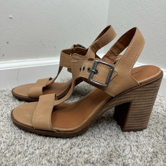 New Lucky Brand Women's Vidany 4” High Heel Sandal Heeled, size 11 Tan Brown - Picture 2 of 8